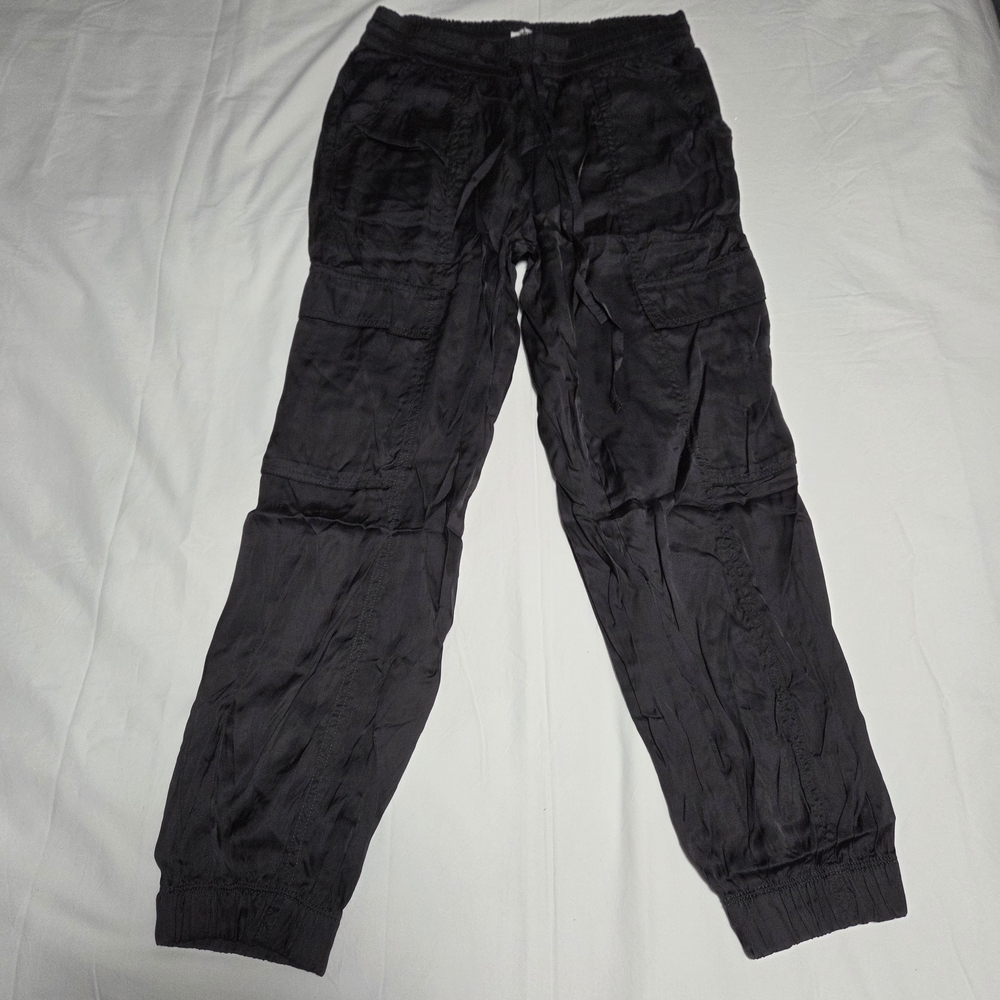Aerie Satin Dark Charcoal Gray Cargo Pants